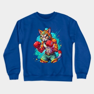 Aggressive Boxing Cat Crewneck Sweatshirt